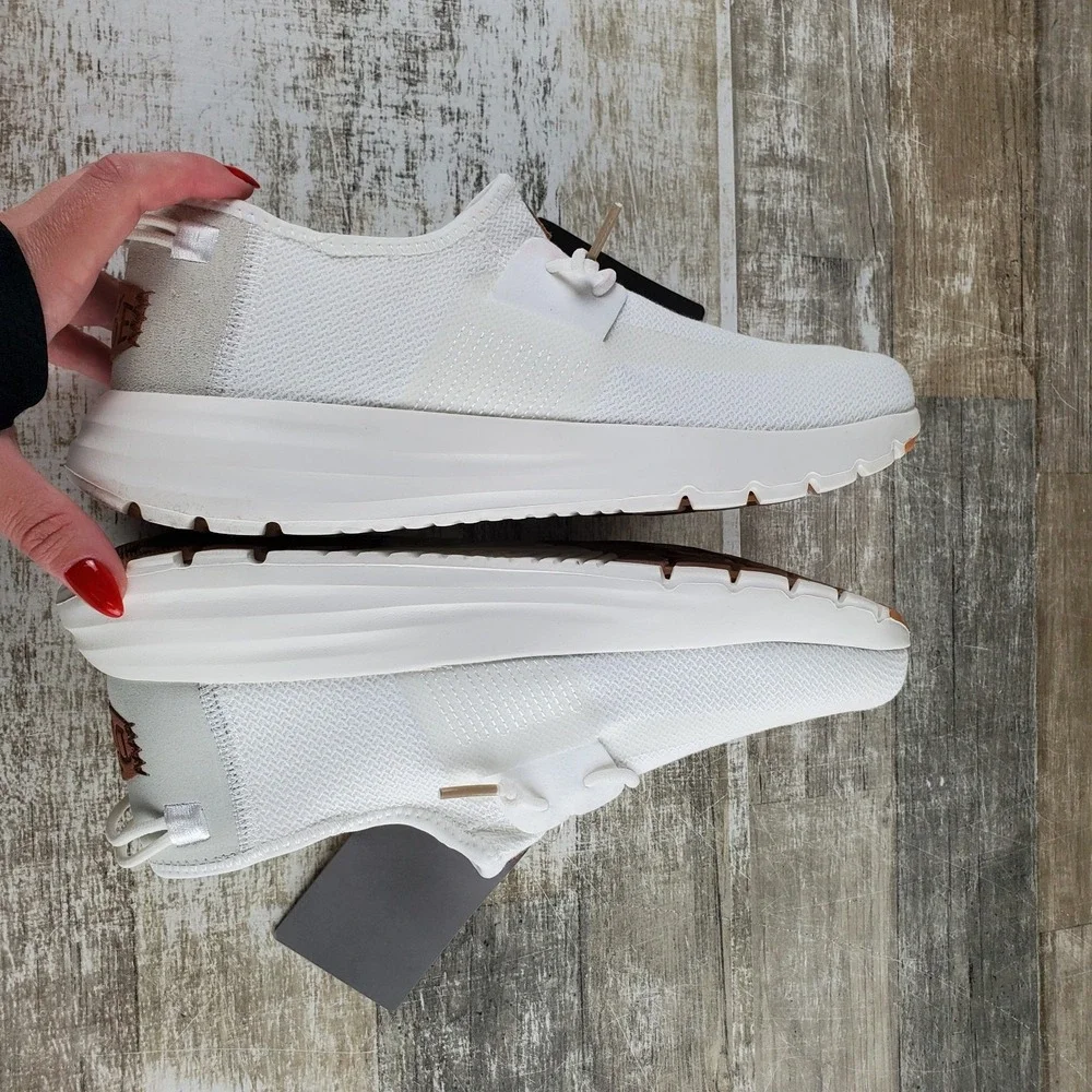 Hey Dude Sirocco Neutrals Mens Shoes Sz 9 Athletic Running White Lace-Up Sneaker
